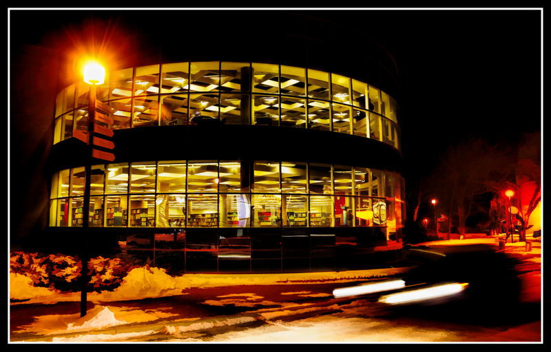 Library at Night by Pat
